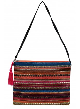 Vibrant jacquard clutch